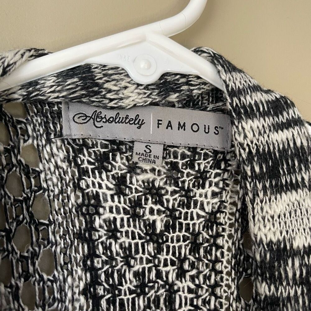LAST CHANCE Absolutely Famous Black Grey White Waterfall Open Front Long Cardiga - Picture 10 of 13
